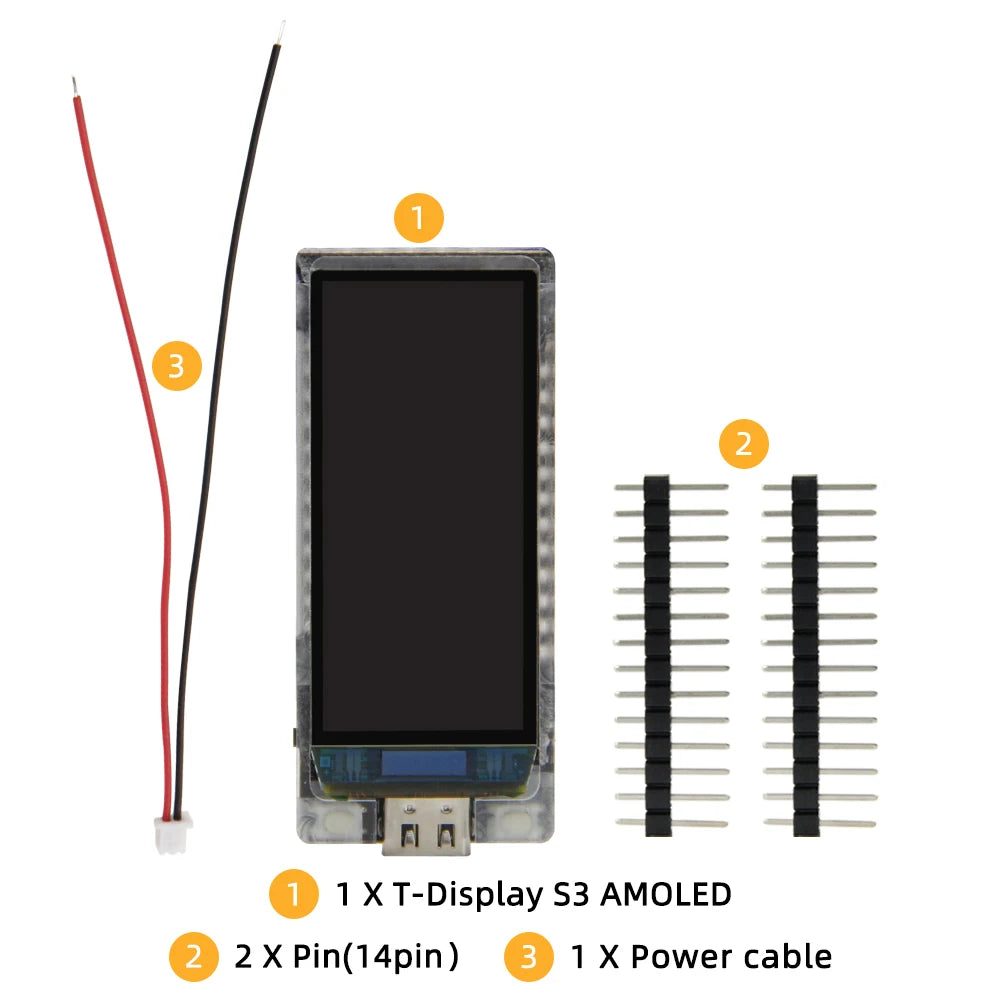 LILYGO® T-Display-S3 AMOLED ESP32-S3 Display Development Board RM67162 1.91 inch AMOLED Screen WIFI Wireless Module For Arduino