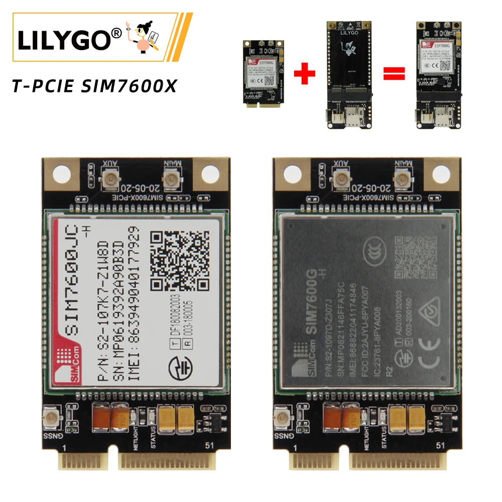 LILYGO® T-PCIE SIM7600 LTE 4G Development Board IOT Module With GNSS SIM7600G SIM7600E SIM7600A SIM7600NA SIM7600SA SIM7600JC